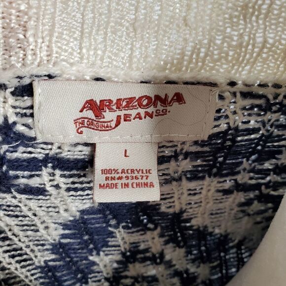 ARIZONA printed open front southwestern acrylic sweater L - Picture 6 of 7